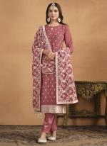 Faux Georgette Dark Pink Eid Wear Embroidery Work Salwar Suit